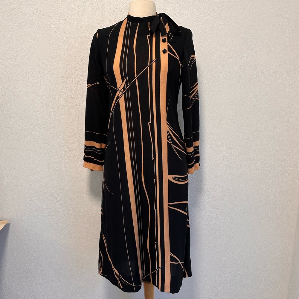Vintage 1970’s Mod High Collar Maxi HENRY LEE Dress - Small / Medium